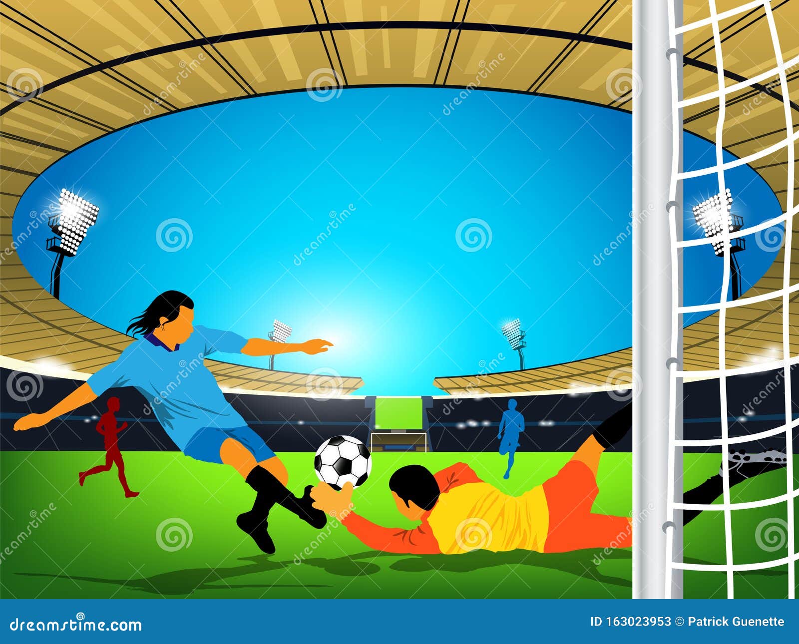Soccer Game In An Outdoor Stadium A Kick At The Opposing Team Goal Stock Vector Illustration Of Flash Light Soccer Game In An Outdoor Stadium A Kick At The Opposing Team Goal Stock Vector Illustration Of Flash Light