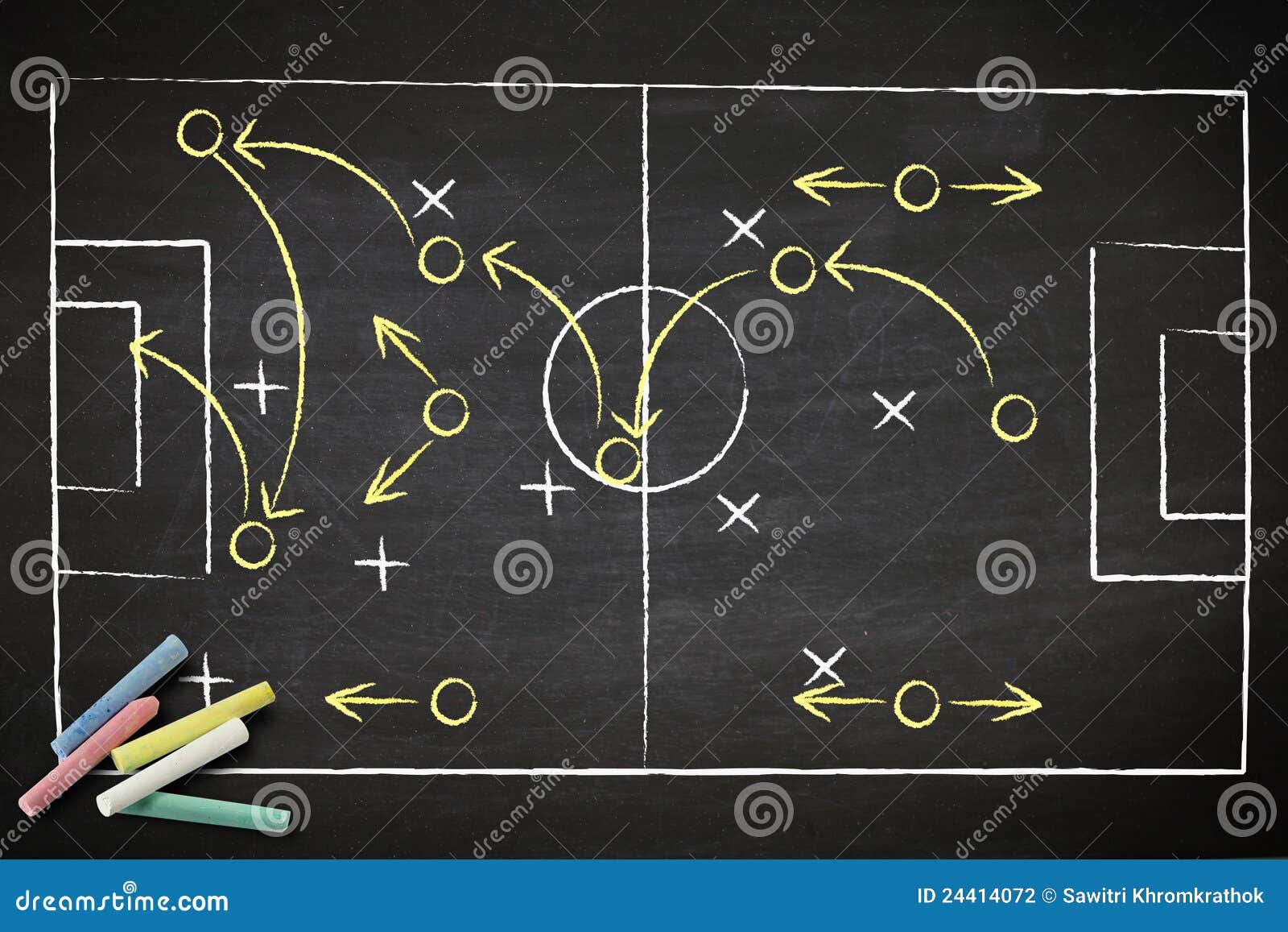 Soccer Game Strategy on Blackboard. Stock Illustration Illustration of attack, goal 24414072