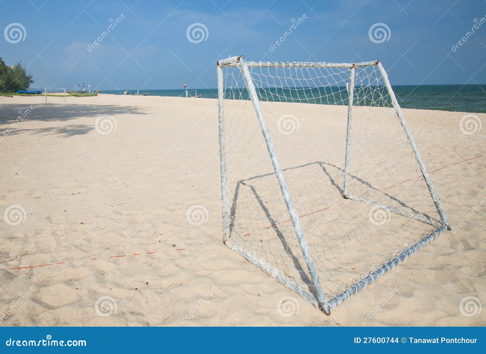 Soccer Goal on Beach stock photo. Image of coast, colorful 27600744