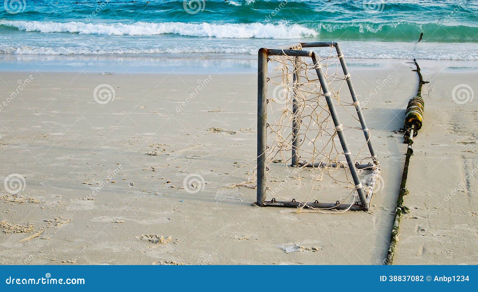 Soccer Goal. stock photo. Image of beach, footprint, sport 38837082