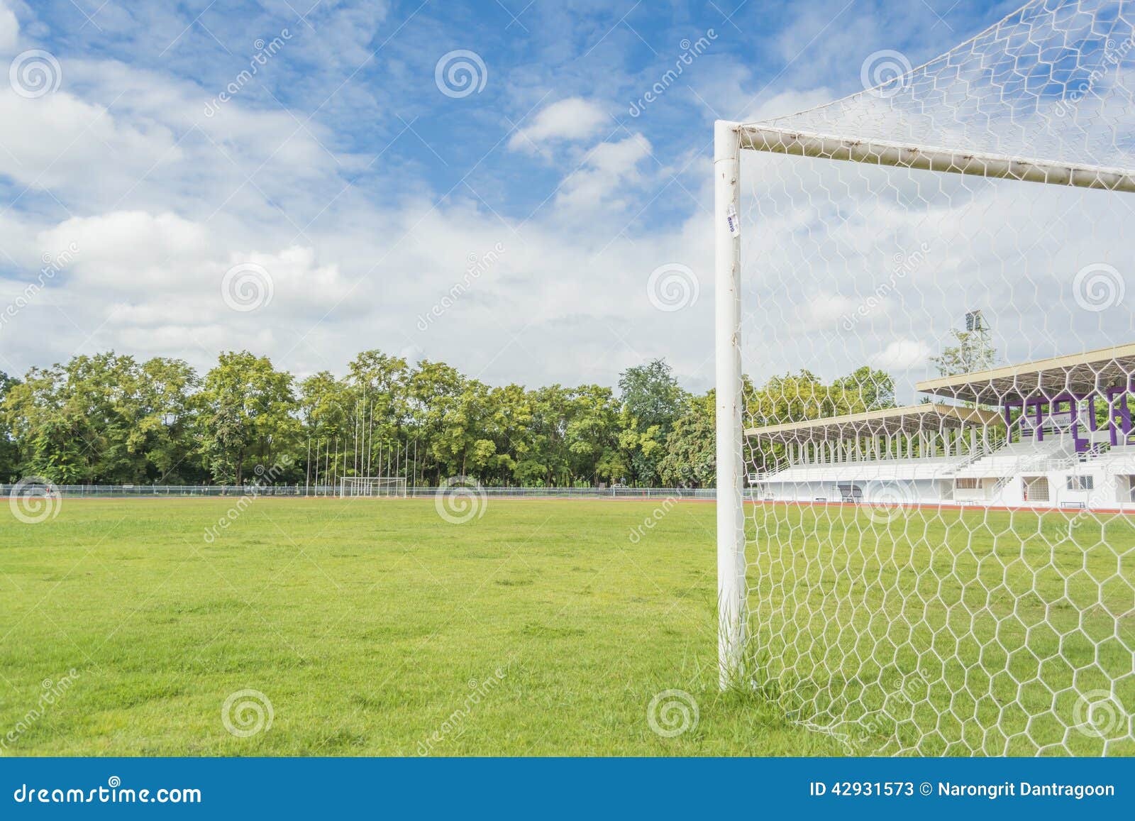 Soccer goal and field. stock image. Image of background 42931573