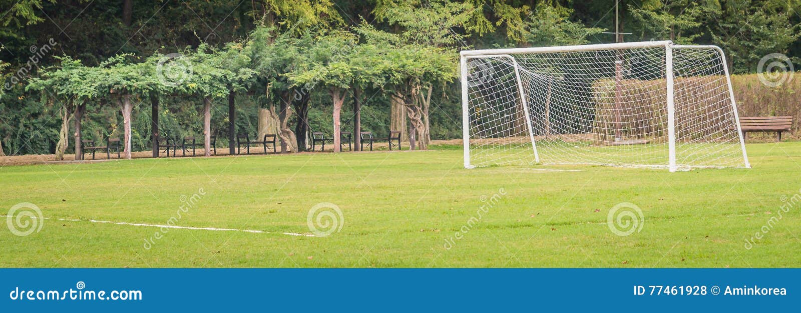 Soccer goal in field stock photo. Image of field, soccer 77461928