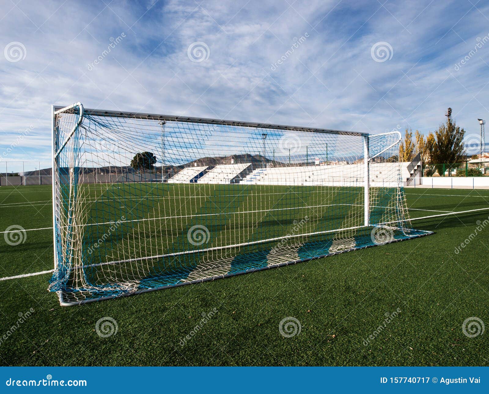 A Soccer Goal in a Soccer Stadium Stock Image Image of green