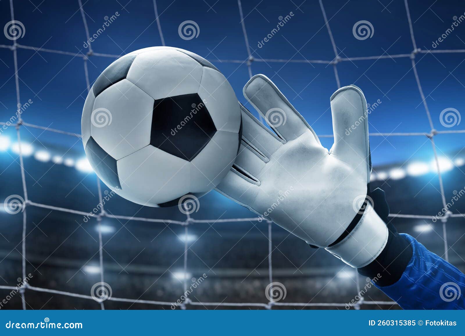 Soccer Goalkeeper Catches Ball on the Stadium Stock Image Image of