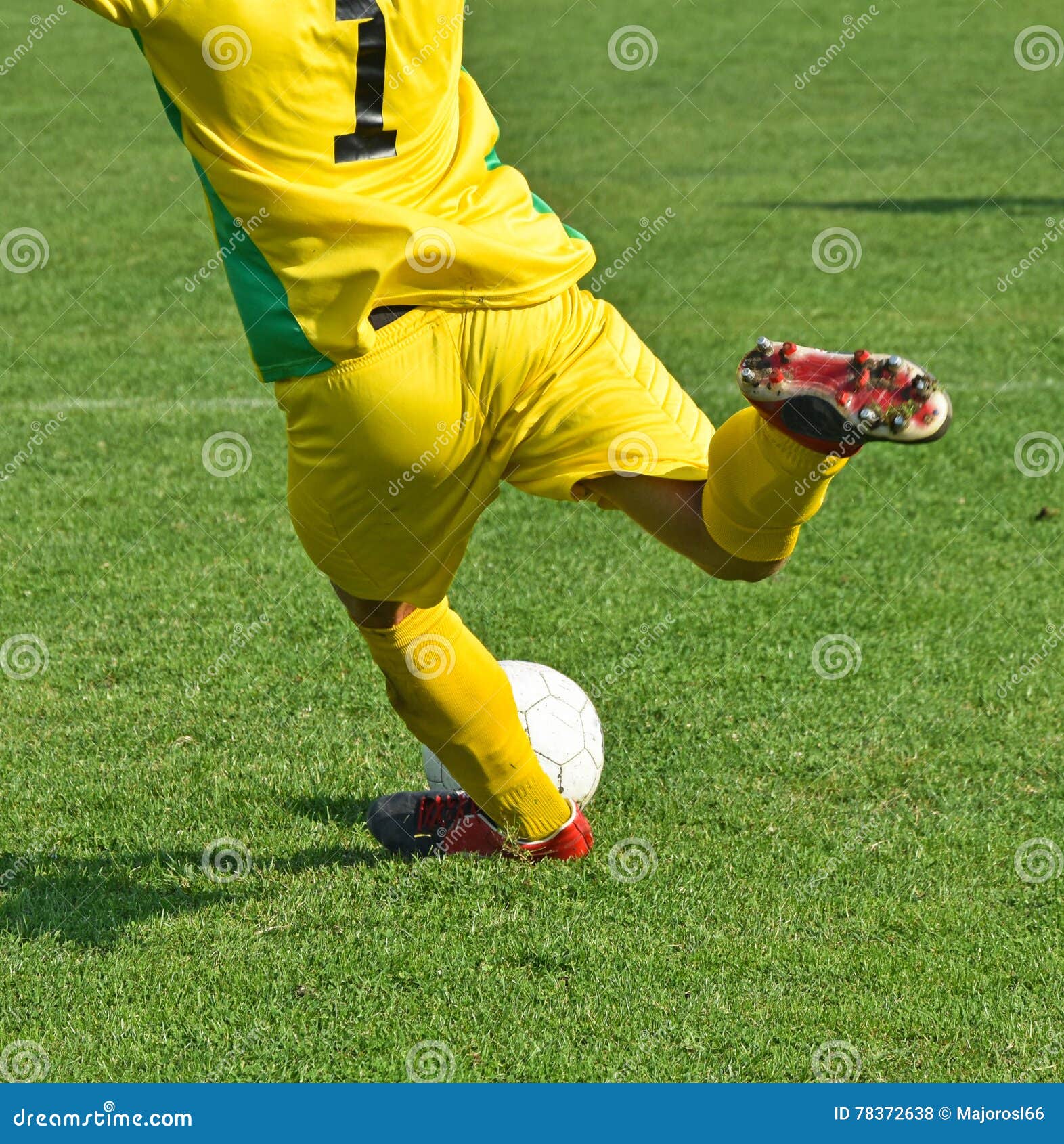 Soccer Goalkeeper Kicks the Ball Stock Photo Image of format, socks