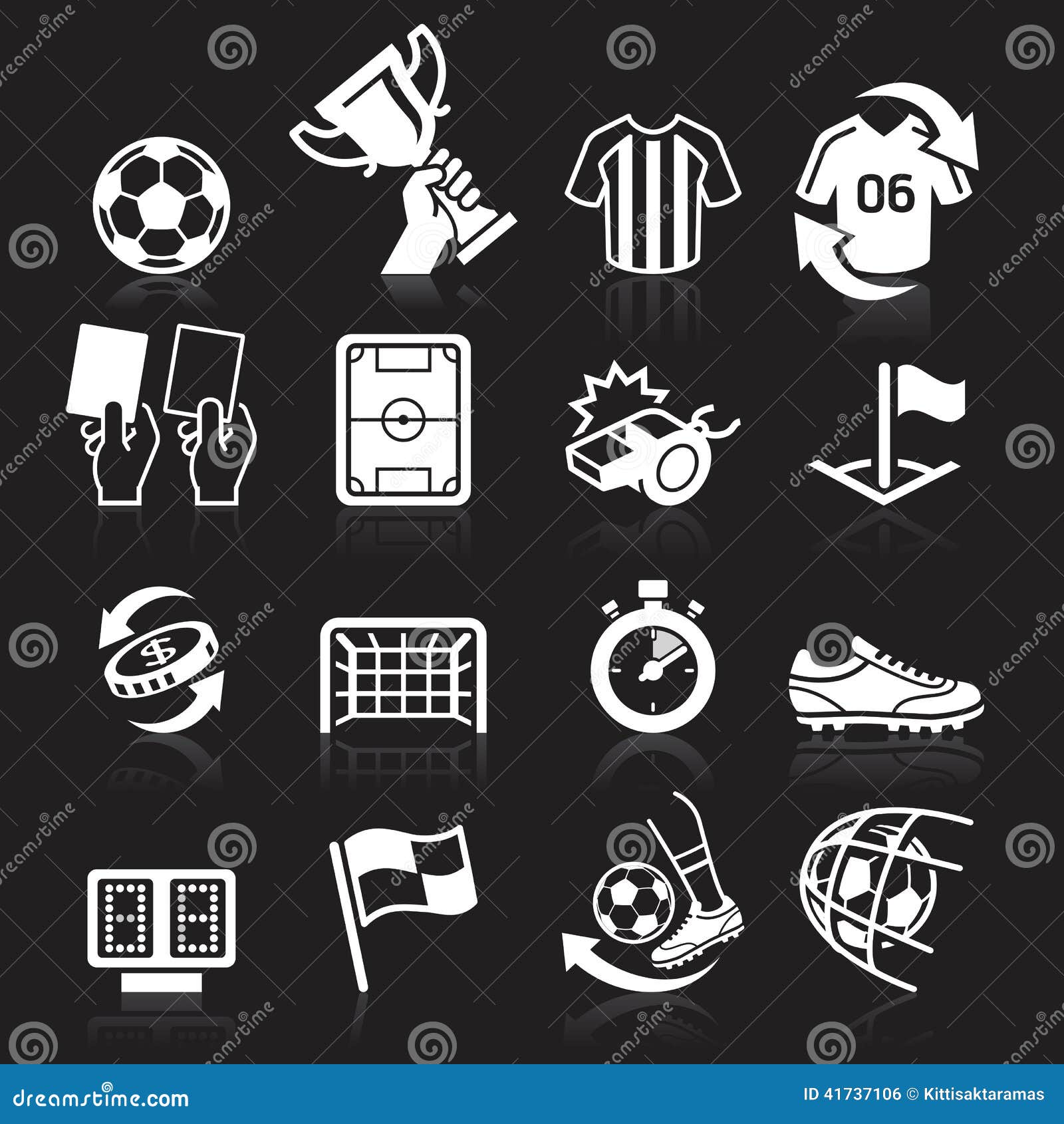 Soccer Icons on Black Background. Stock Vector Illustration of corner