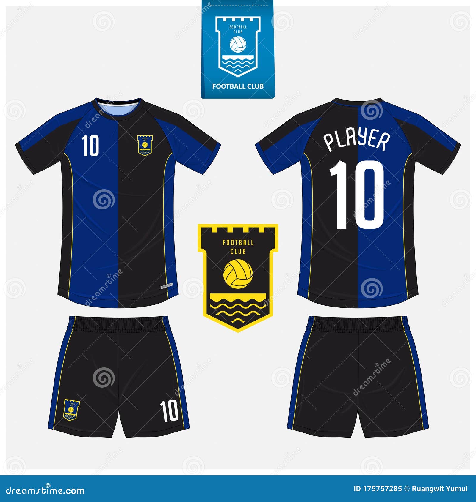 Download Soccer Jersey Or Football Kit Mockup Template Design For Sport Club. Football T-shirt Sport ...