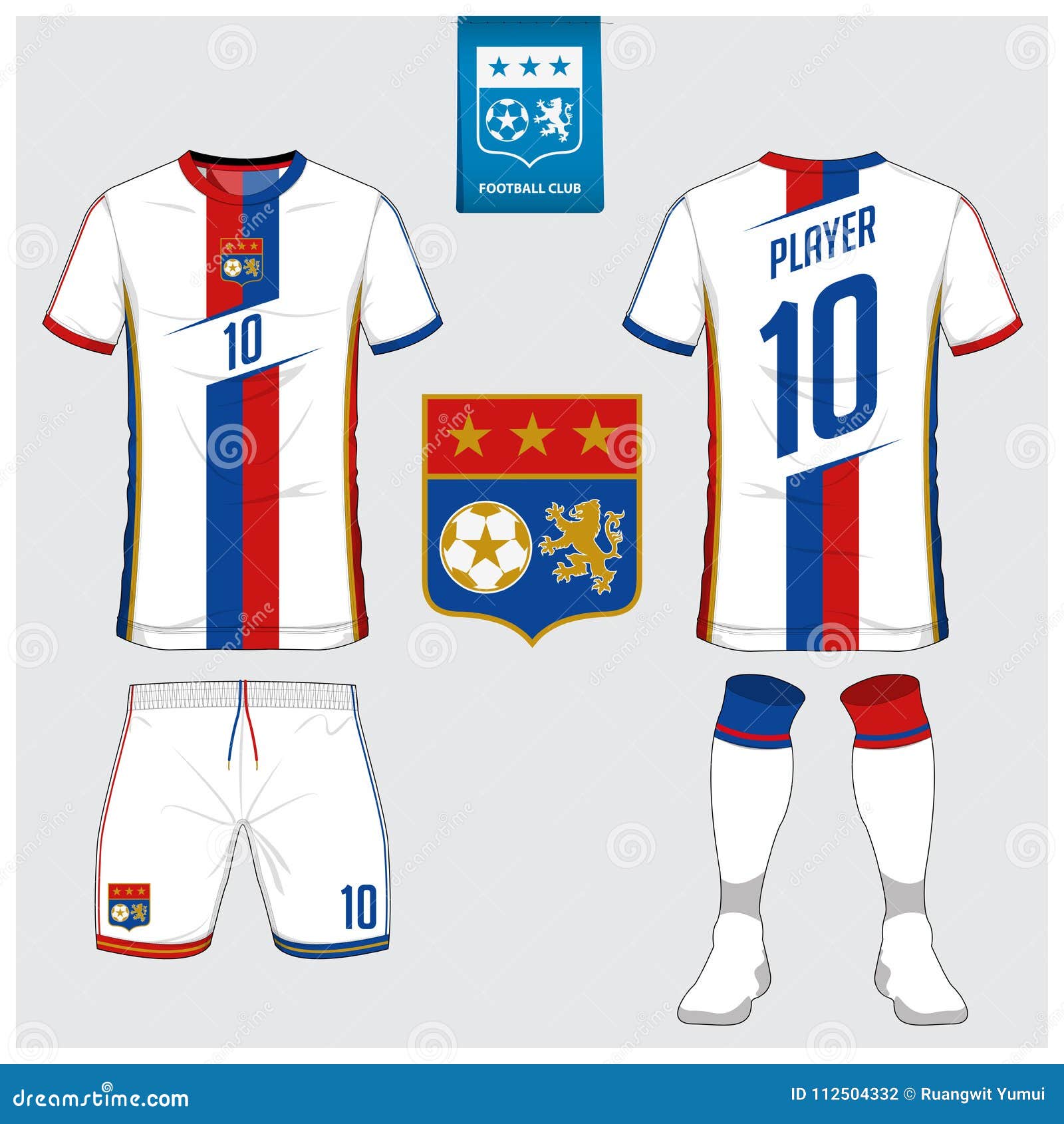 soccer t-shirt design uniform set of soccer kit. football jersey template  for football club. white
