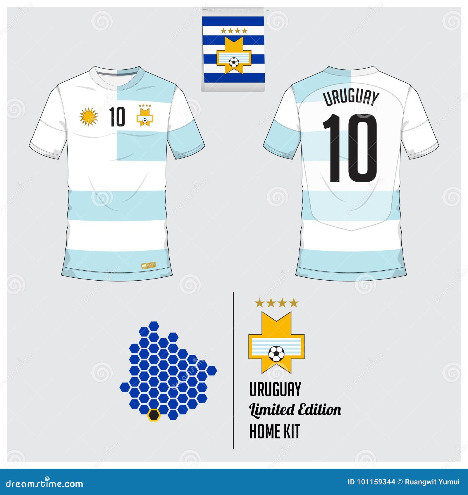 Soccer Shirt In Colors Of Uruguayan Flag. National Jersey For