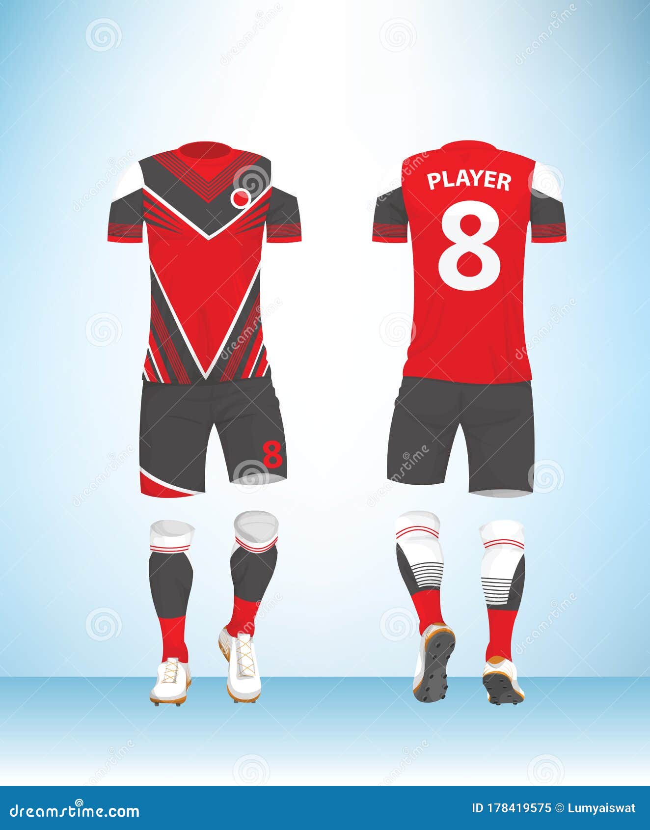 Download Soccer Jersey Football T-shirt Red White And Black Mock Up ...
