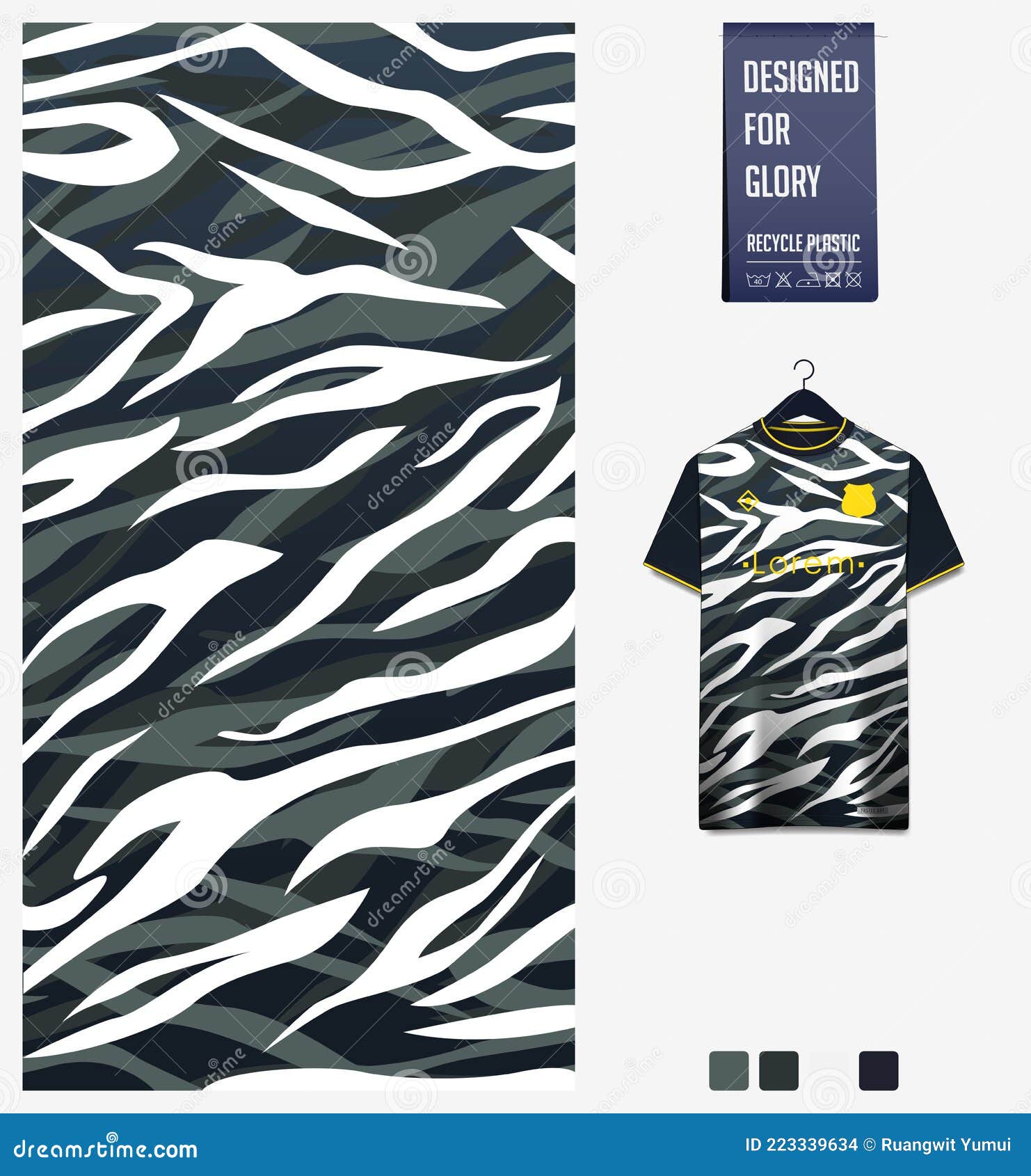 Soccer Jersey Pattern Design. Abstract Pattern on Black Background for  Soccer Kit, Football Kit or Sports Uniform. T-shirt Mockup Stock Vector -  Illustration of mesh, poster: 223339634