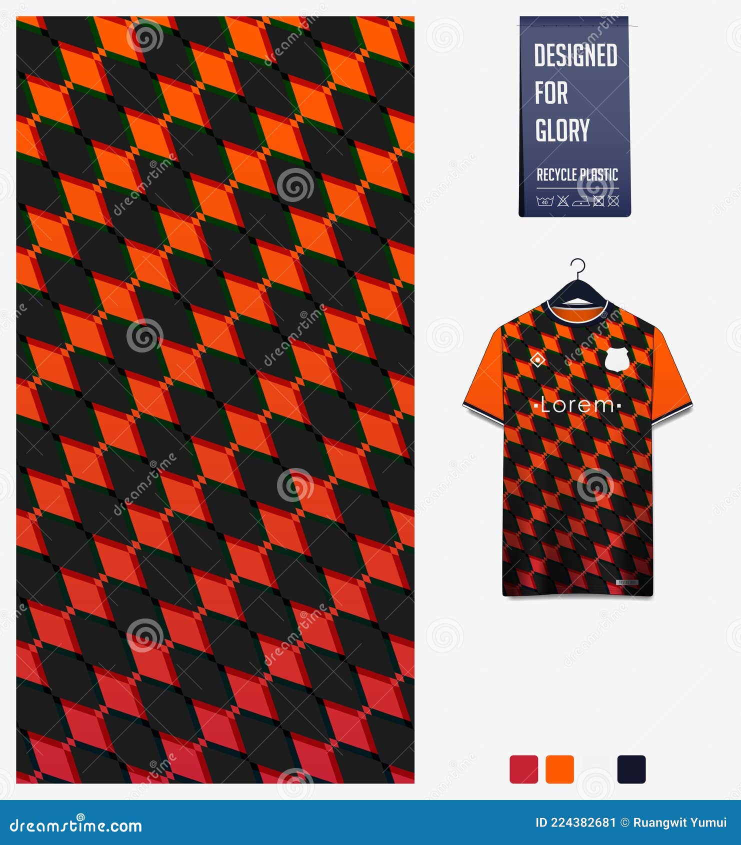 Soccer Jersey Pattern Design. Geometric Pattern on Orange Abstract