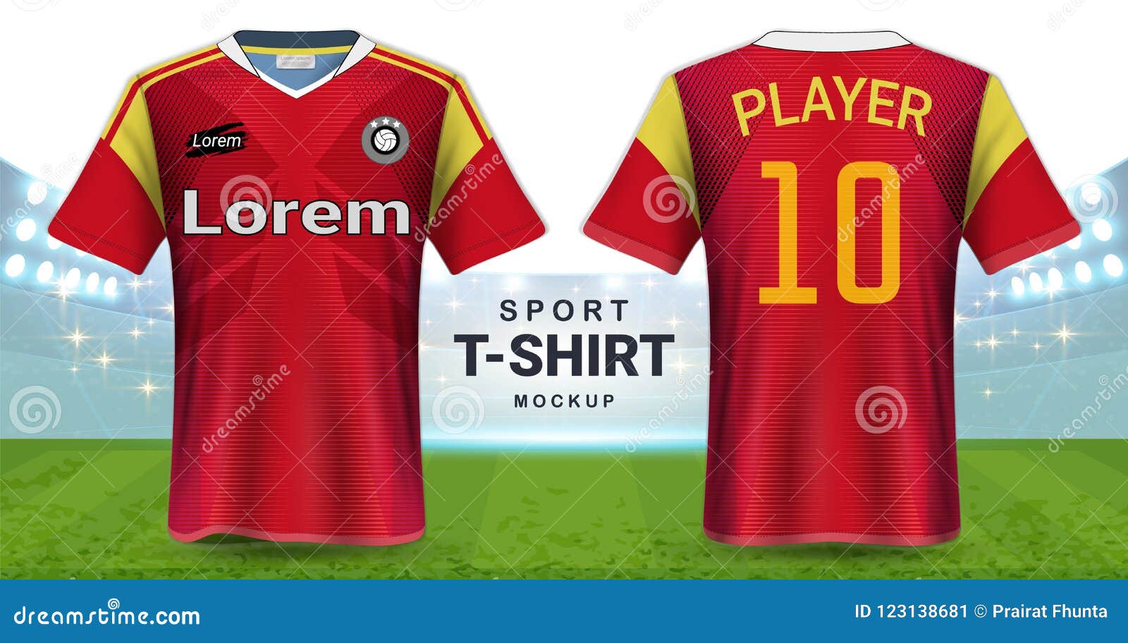 Download Soccer Jersey And Sportswear T-Shirt Mockup Template, Realistic Graphic Design Front And Back ...
