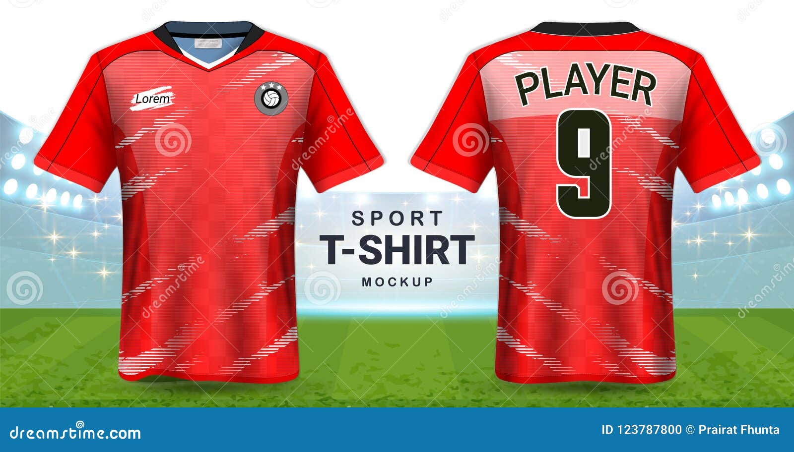 Soccer Jersey And Sportswear T-Shirt Mockup Template, Realistic Graphic Design Front And Back ...