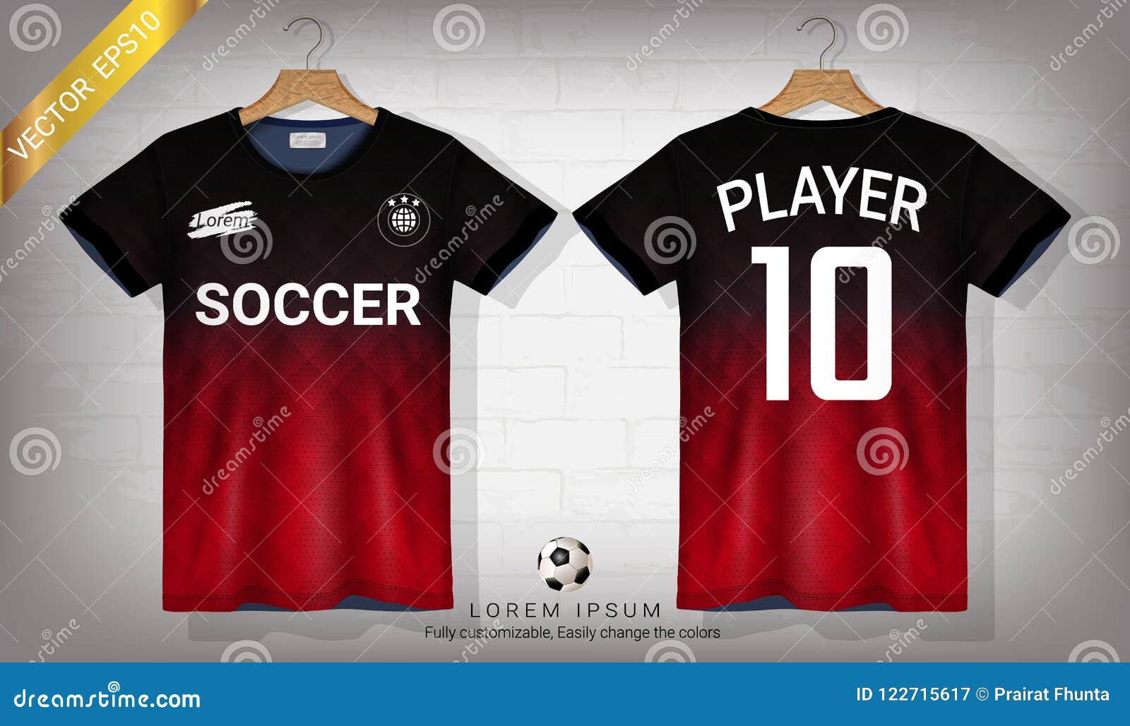 t-shirt sport design template, Soccer jersey mockup for football club. Goalkeeper  jersey. Stock Vector