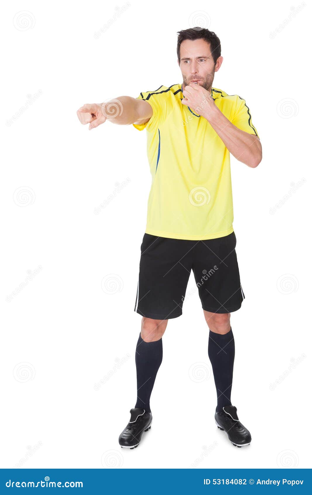 Soccer judge whistling stock photo. Image of match, black 53184082