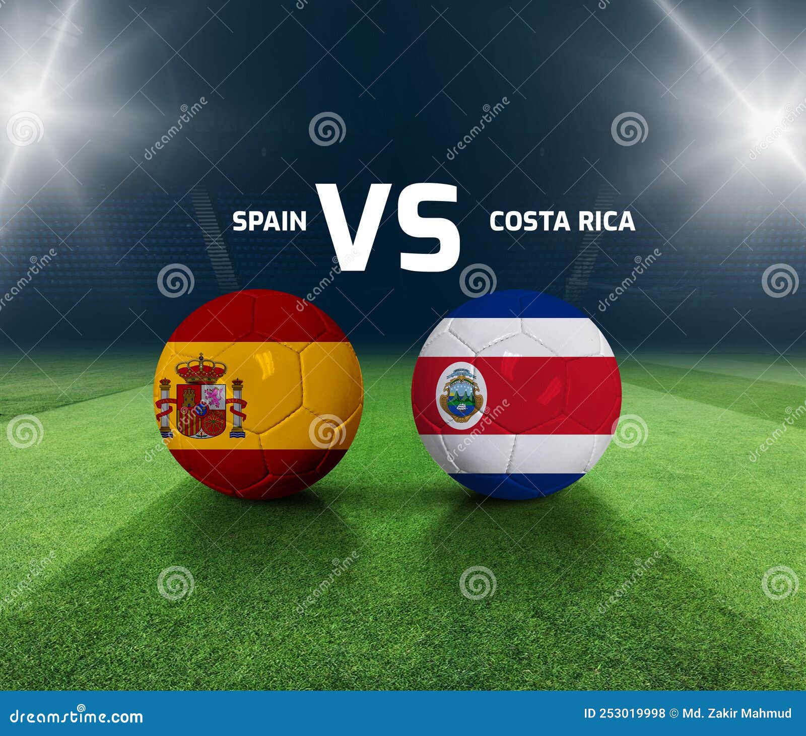 spain vs costa rica match. Football 2022 world championship match versus  teams on soccer field. Intro sport background, championship competition  final poster, flat style vector illustration 10288533 Vector Art at Vecteezy