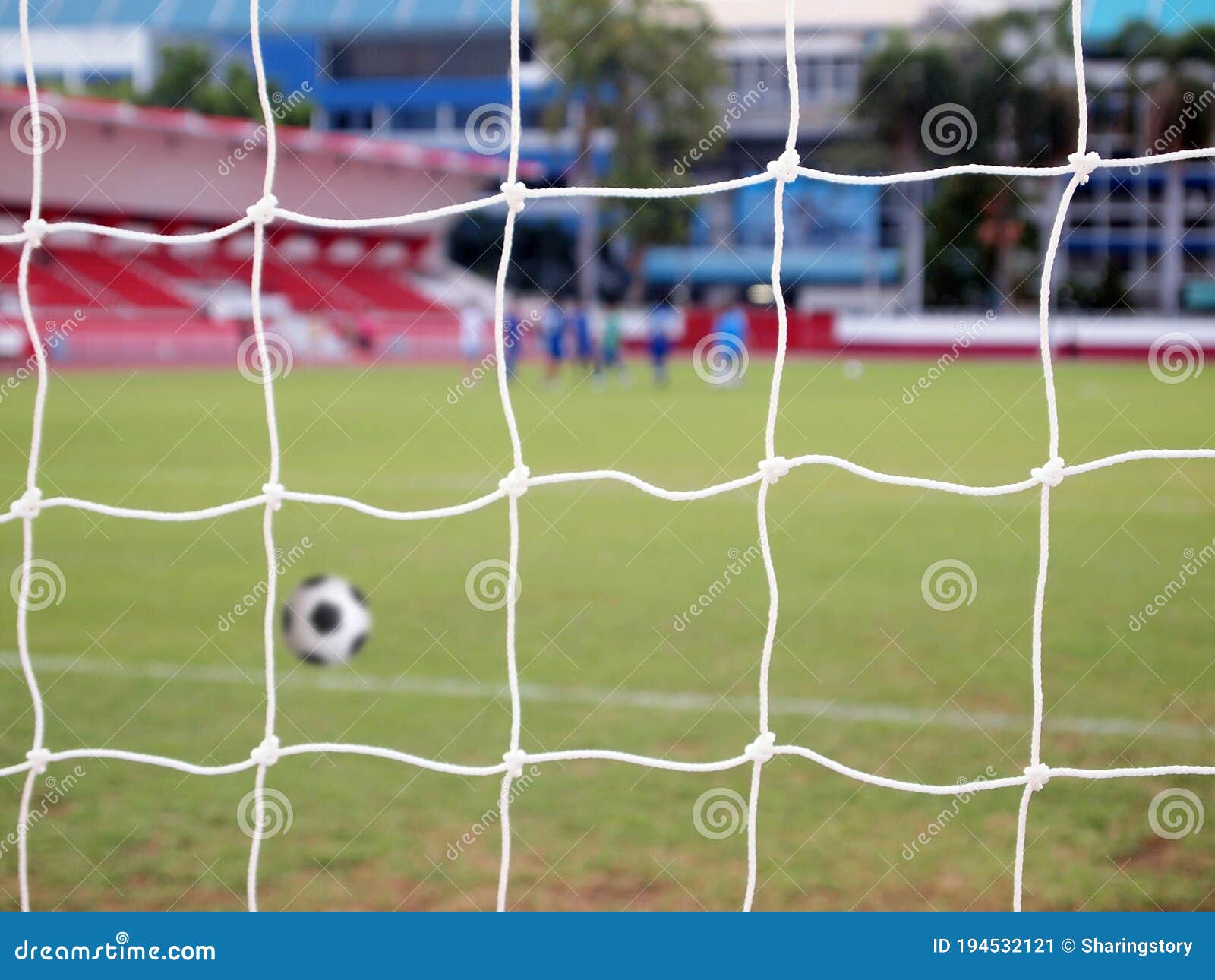 Soccer nets stock image. Image of green, playground 194532121