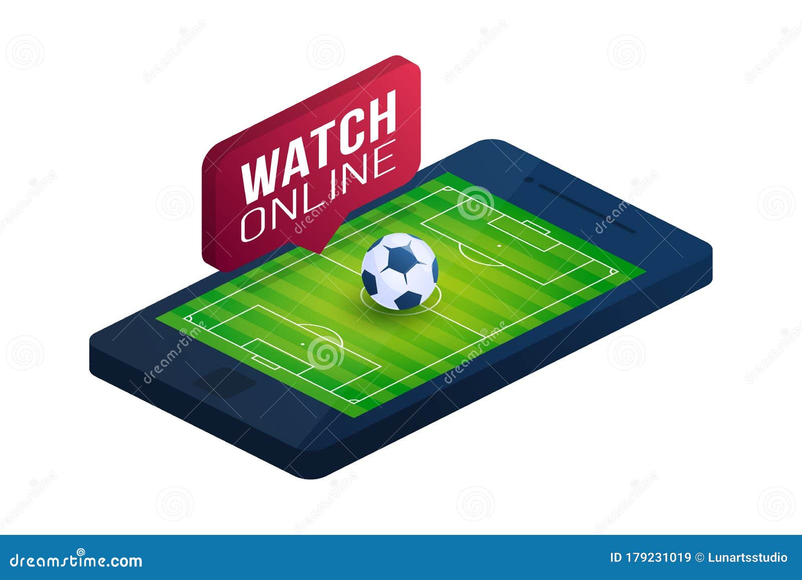 Soccer Online Concept Vector Flat Isometric Illustration