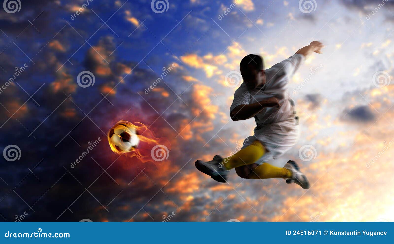 Soccer player kicking the ball