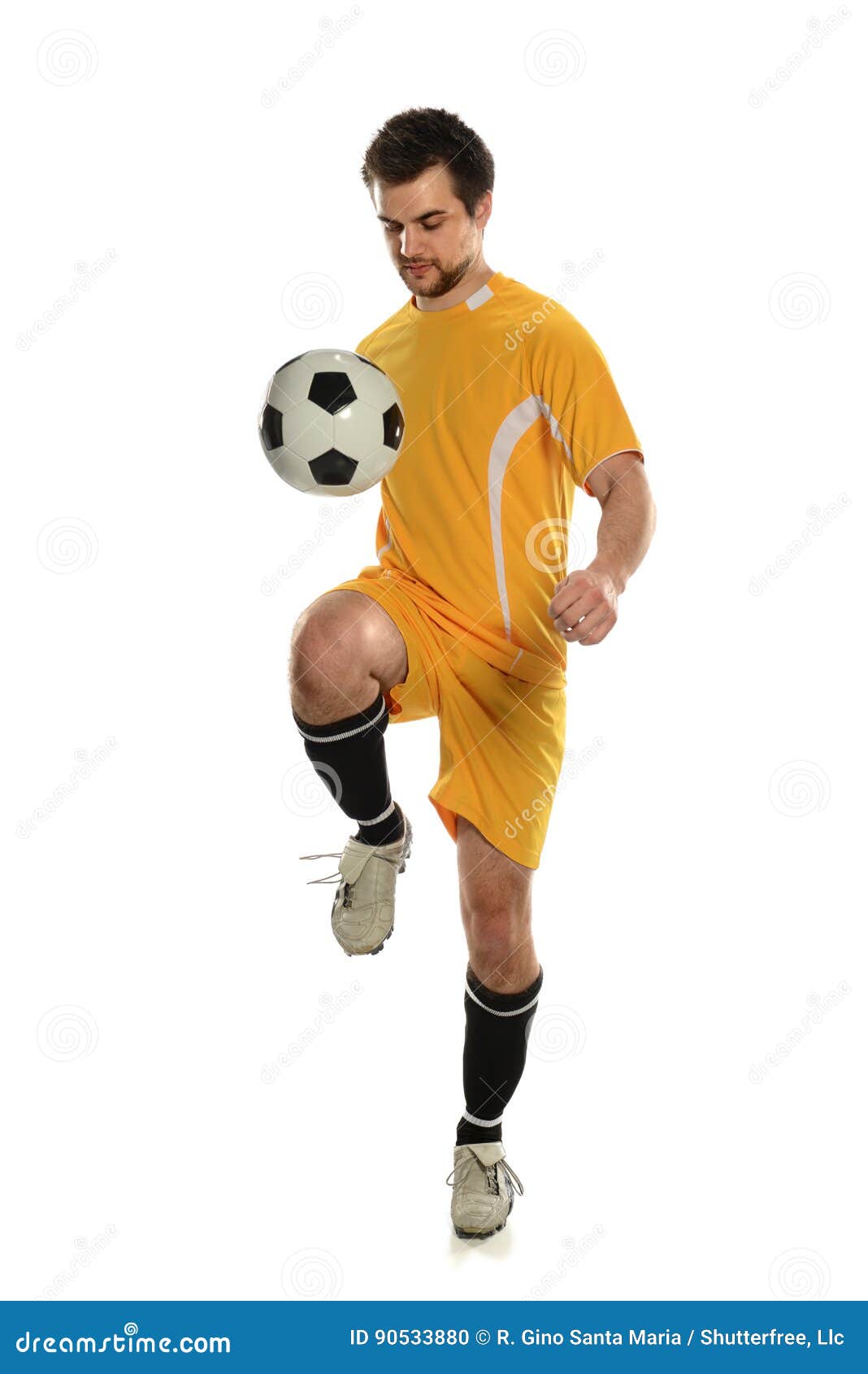 Soccer Player Bouncing Ball on Knee Stock Photo Image of sports