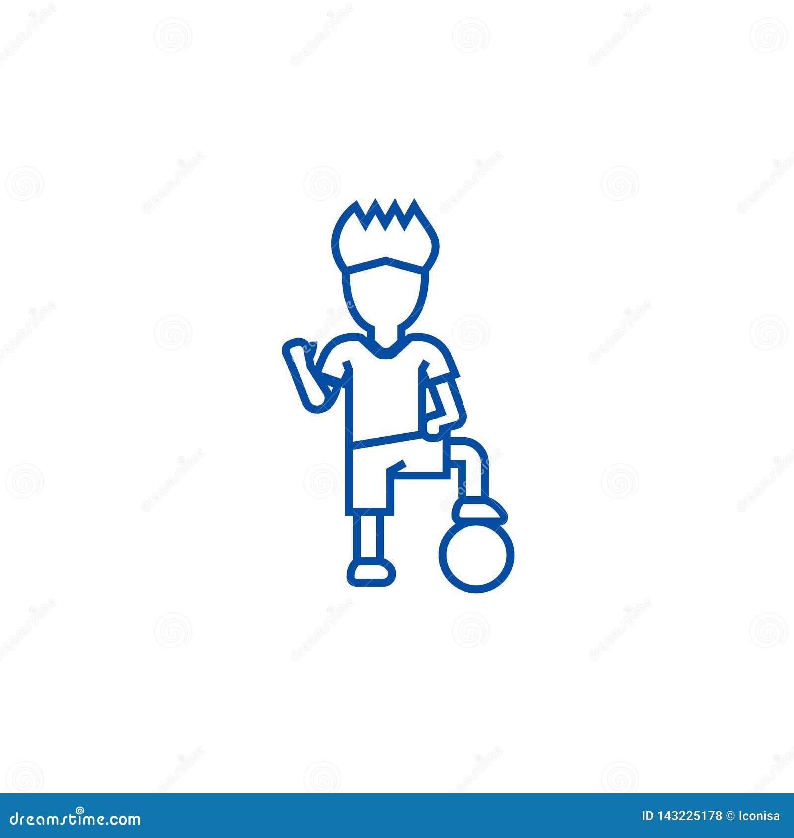 Download Soccer Player Boy Line Icon Concept. Soccer Player Boy Flat Vector Symbol, Sign, Outline ...