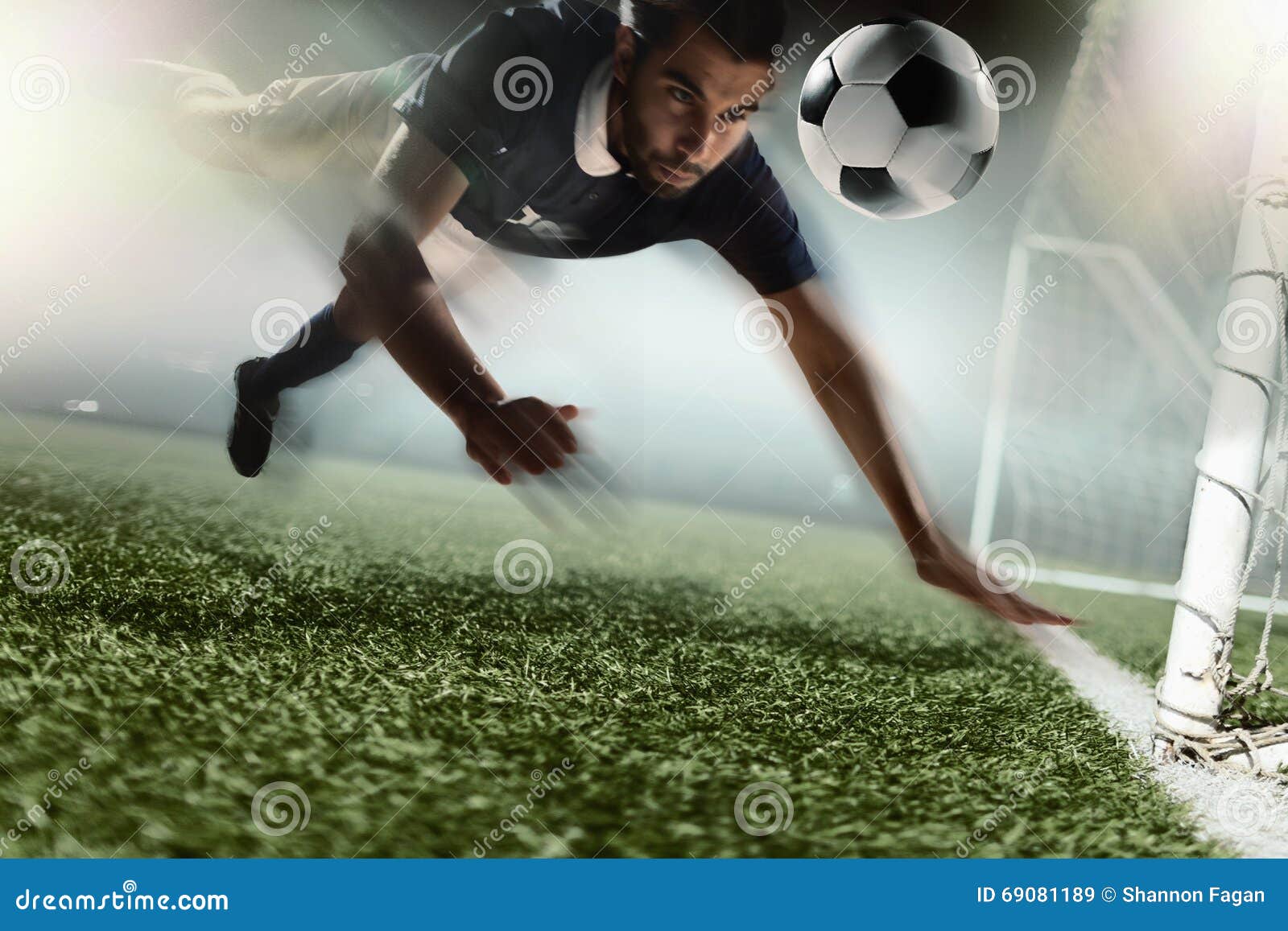 soccer player heading a soccer ball