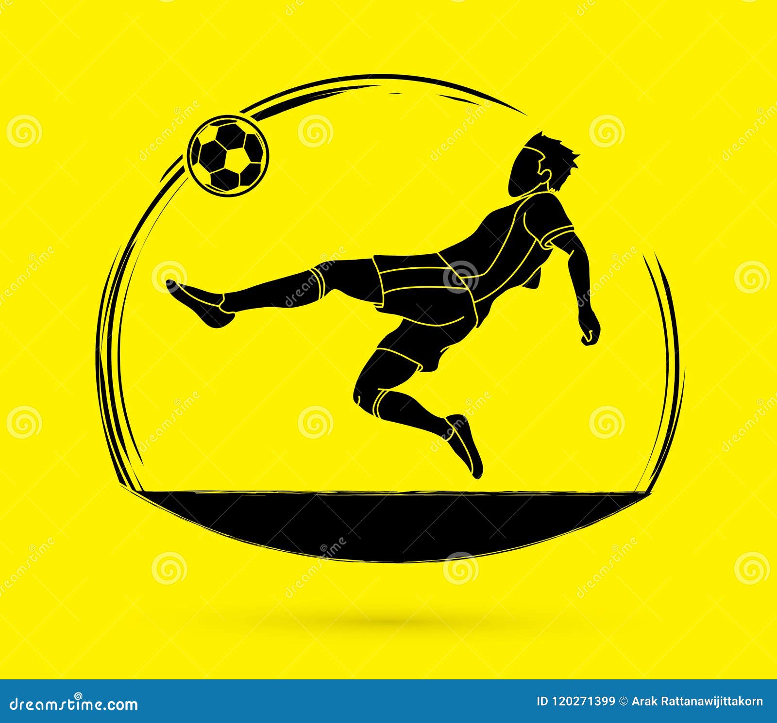 Soccer Player Hit the Ball, Bicycle Kick Stock Vector Illustration of