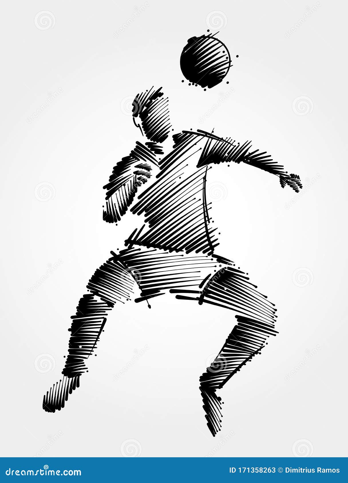 Soccer Player Jumping To Head the Ball Stock Vector - Illustration of ...