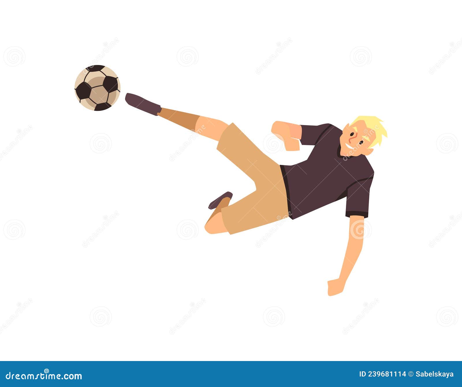 Soccer Player Kick Ball in Jump or Tackle. Football Player Blonde Man  Cartoon Avatar. Sport Flat Vector Illustration. Stock Vector - Illustration  of background, icon: 239681114