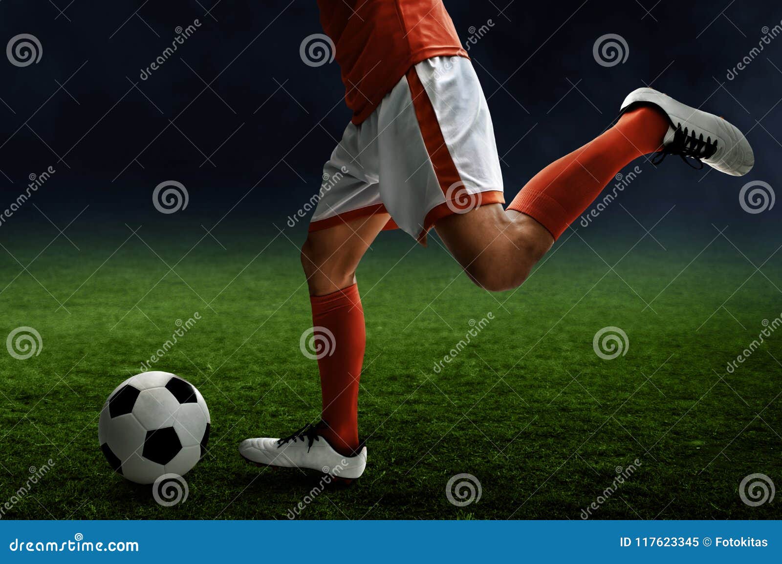 Soccer Player Kick on the Field Stock Image Image of adult, concept