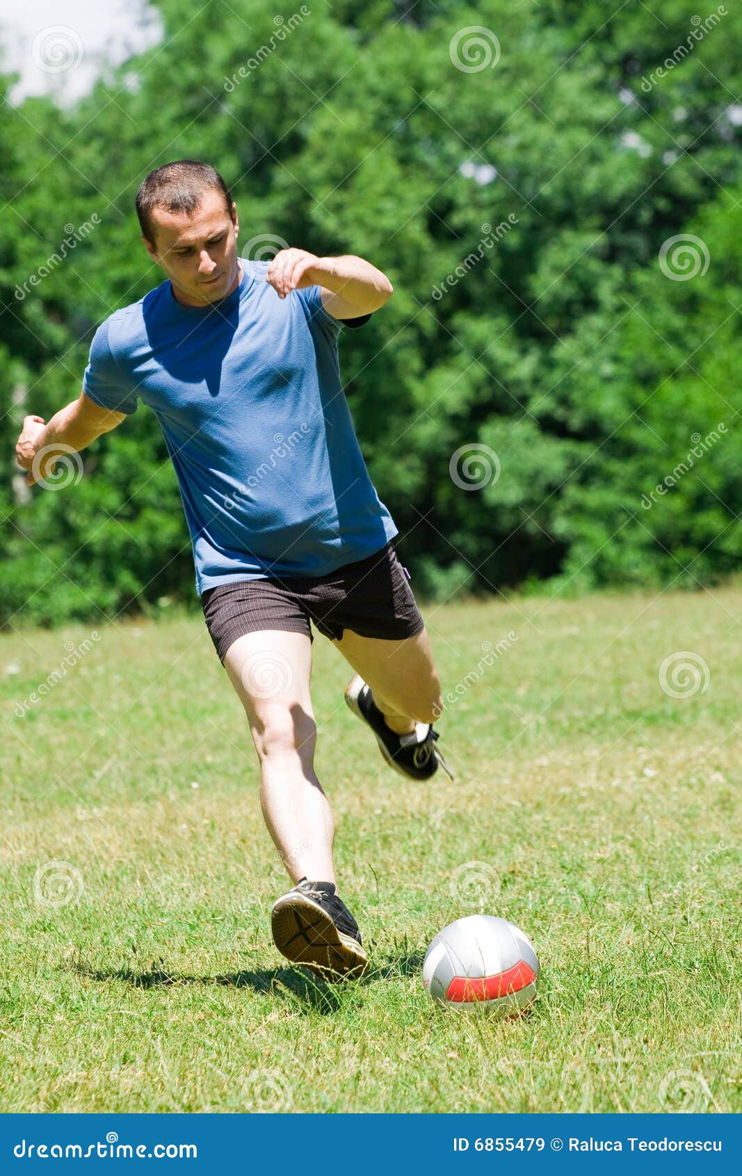 Soccer Player Kicking the Ball Stock Image Image of leisure, jump 6855479