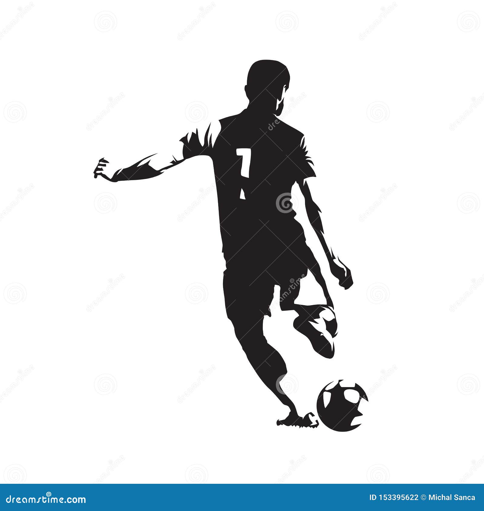 Soccer Player Kicking Ball, Isolated Vector Silhouette Stock Vector Illustration of people