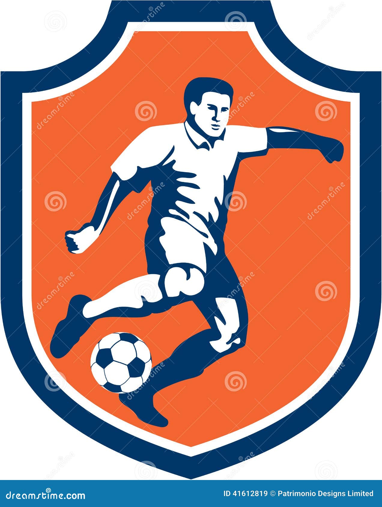 Soccer Player Kicking Ball Shield Retro Stock Vector - Illustration of ...