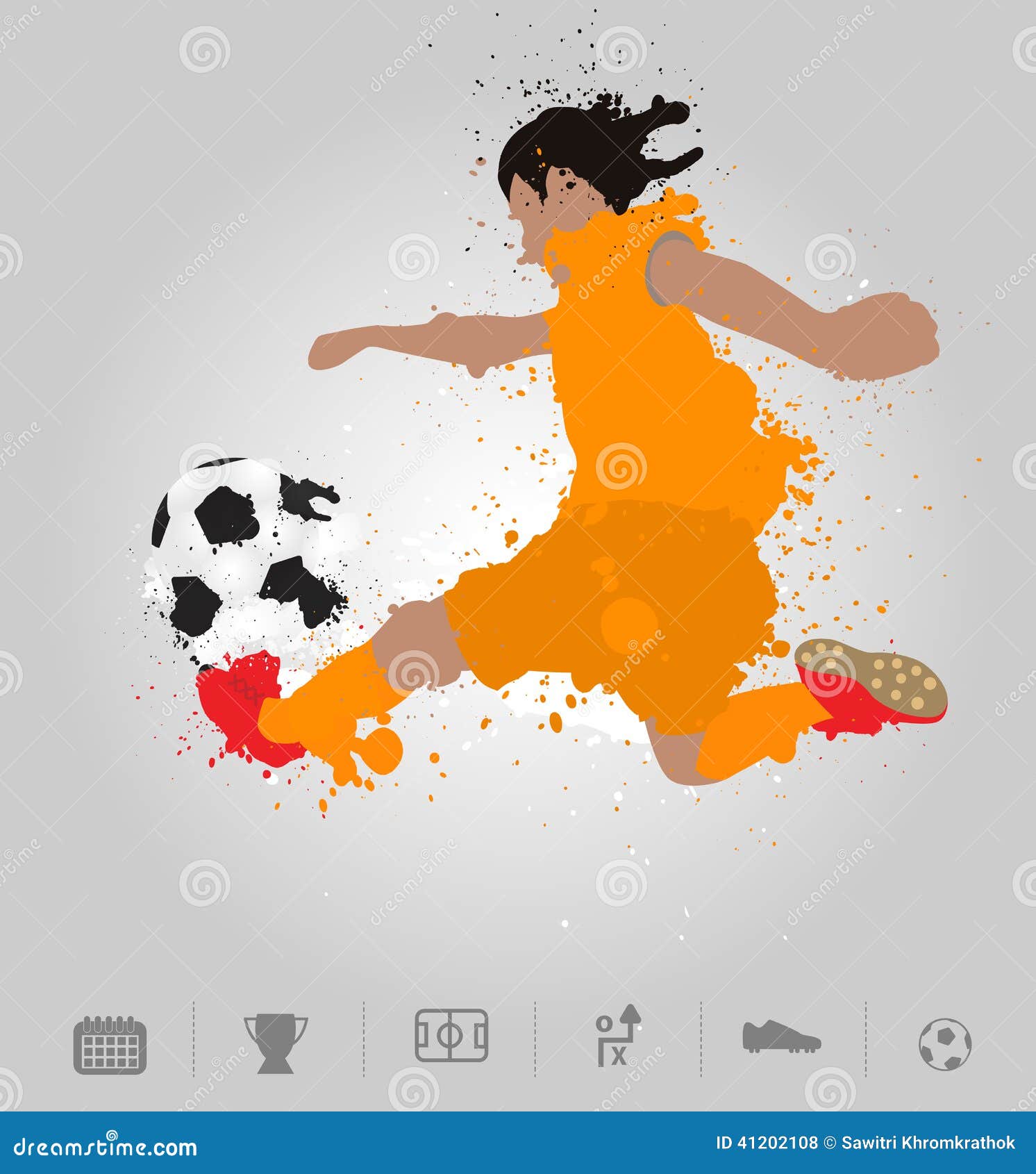 soccer player kicks the ball with paint splatter 