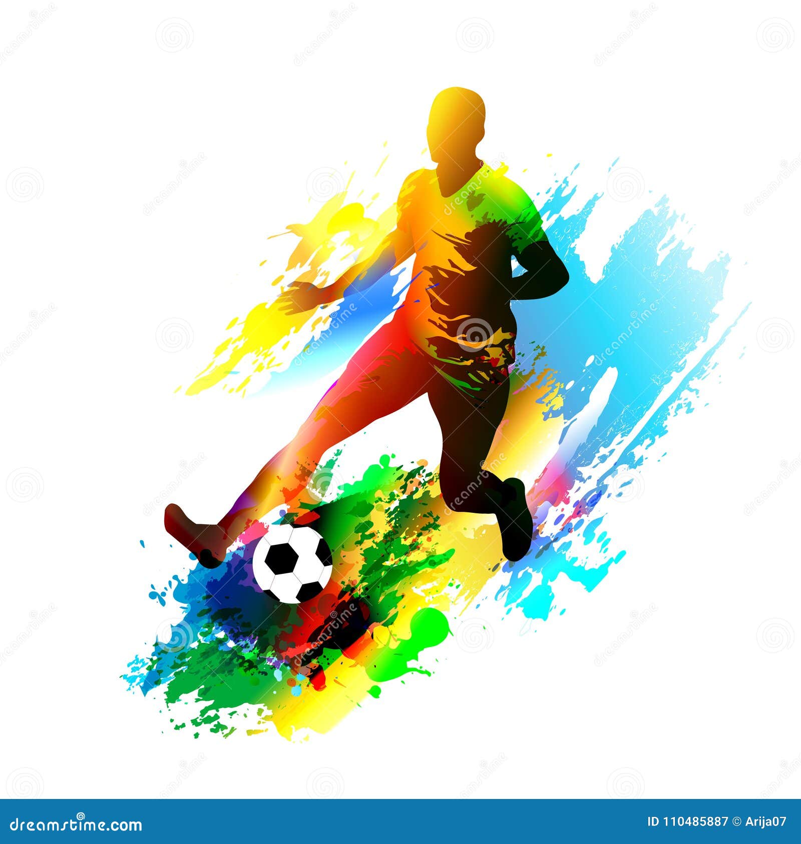 Soccer Player Running with the Ball Stock Vector - Illustration of play,  male: 110485887