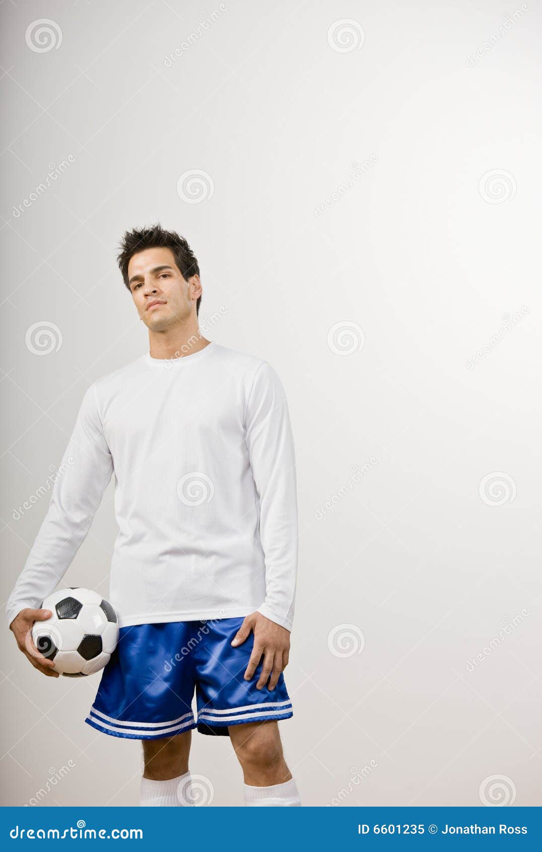 Soccer Player in Uniform Holding Soccer Ball Stock Image Image of