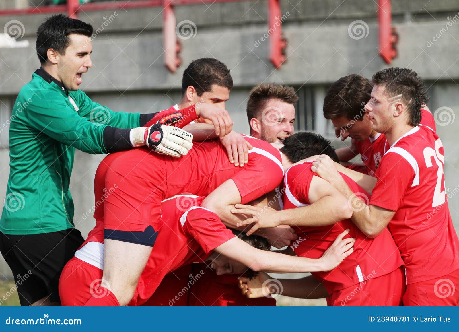 Soccer Players Celebrating after Score Editorial Photo Image of ball