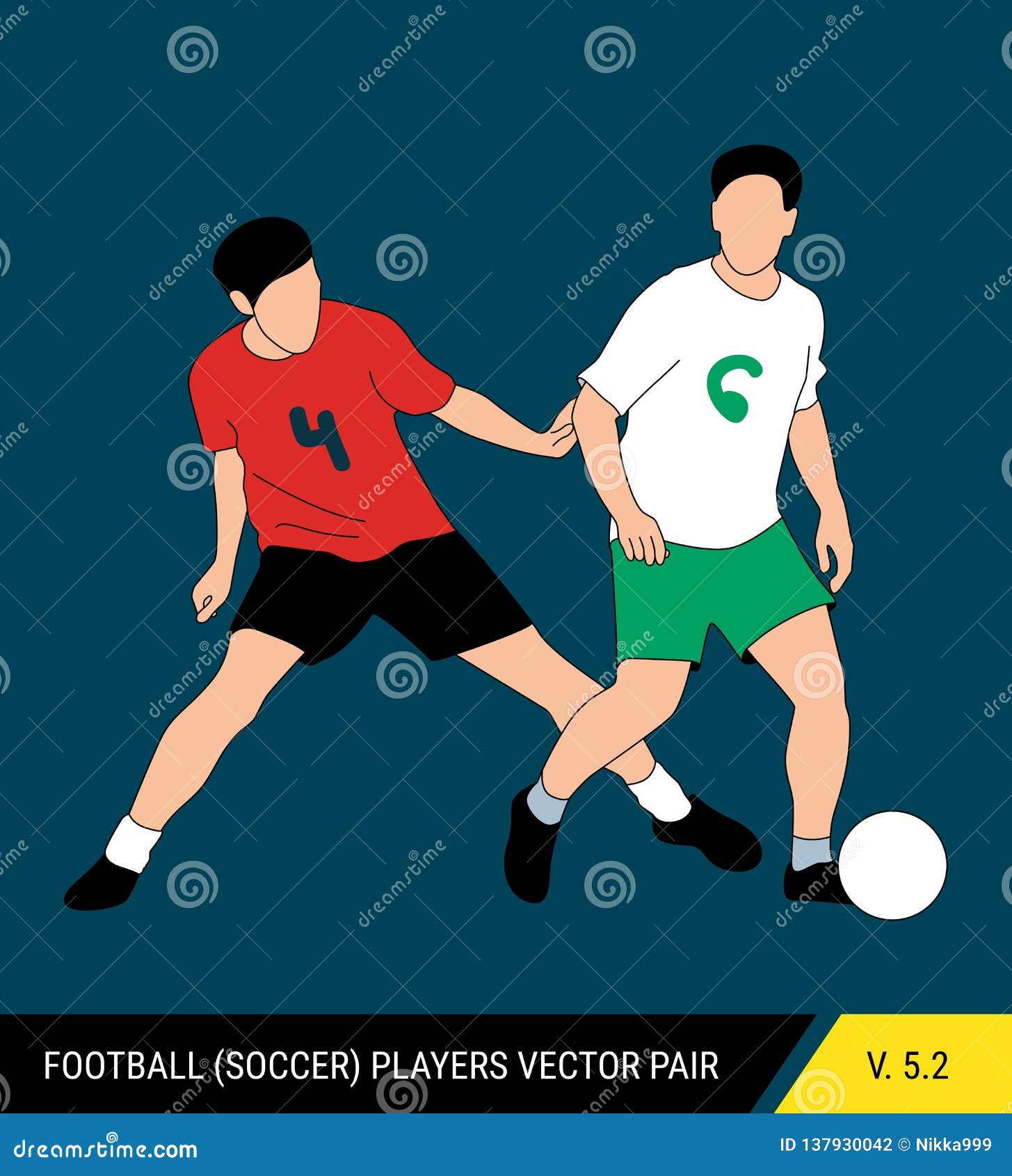 Two Players Fight Ball Football Geometric Stock Vector (Royalty Free)  242073871
