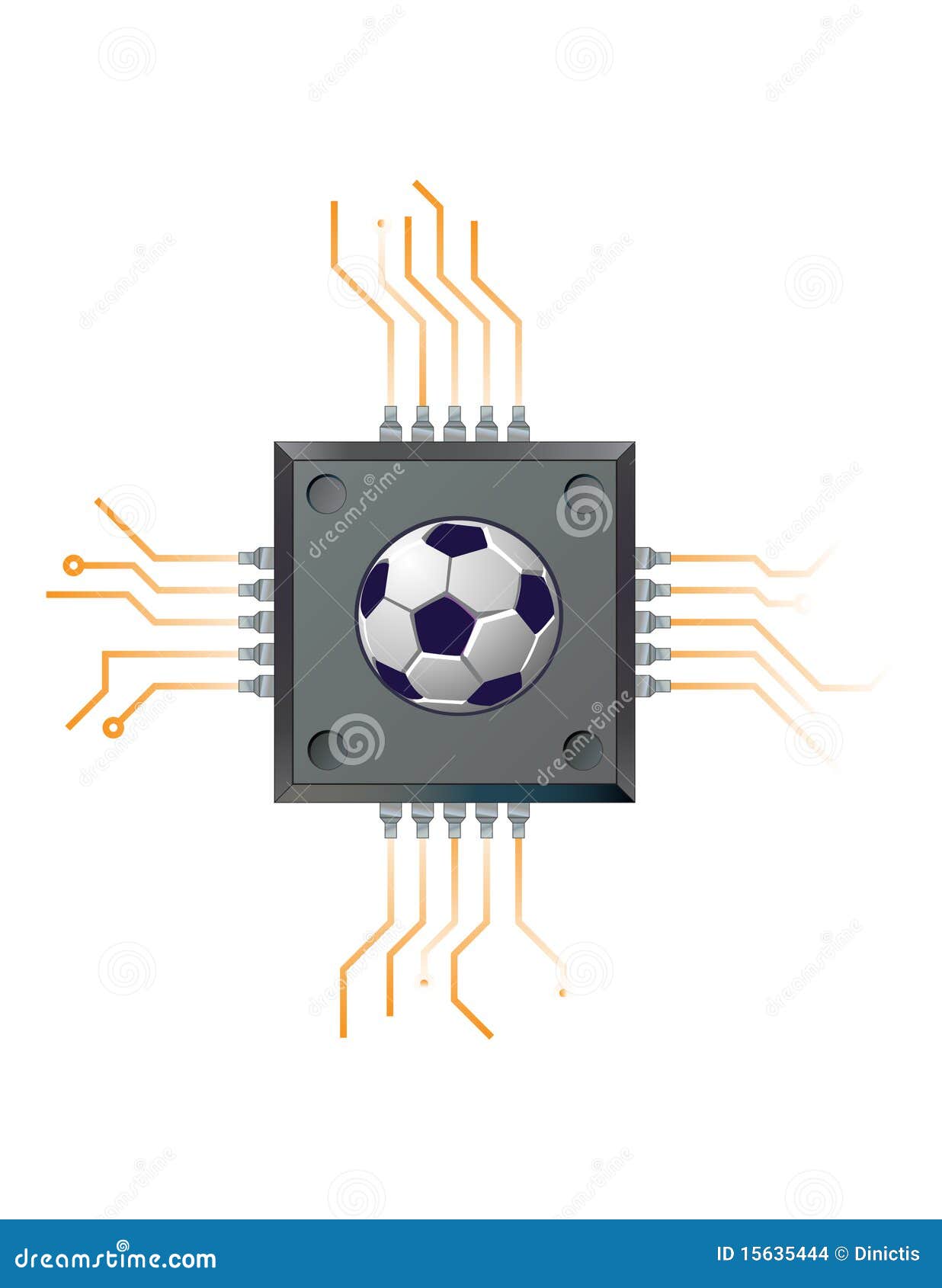 Soccer Powered Computer Chip Stock Vector Illustration of modern