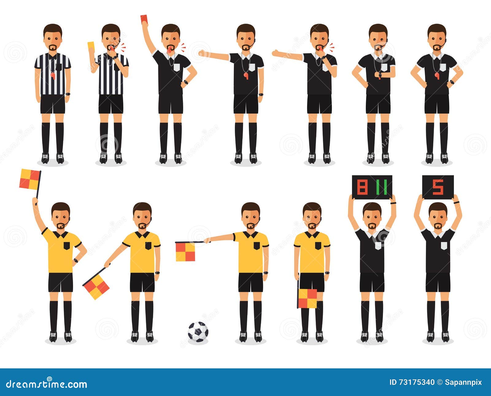 Soccer Referee Character Set Vector Illustration | CartoonDealer.com ...