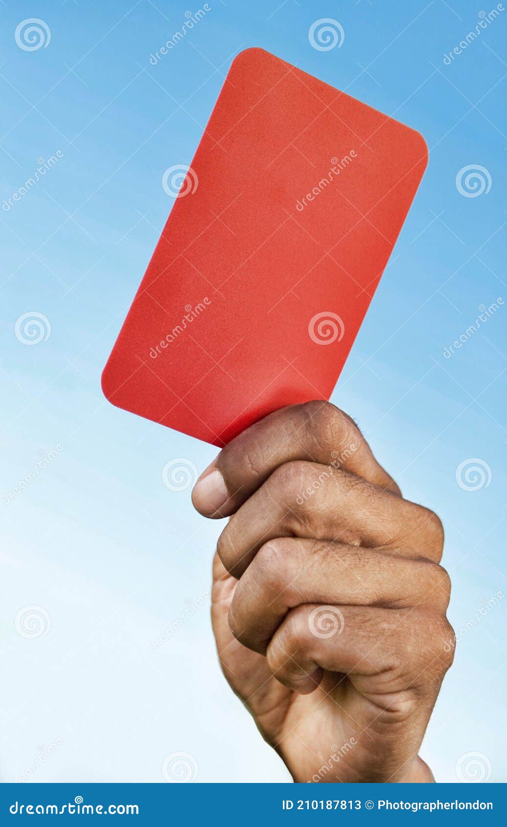 Referee hand(red card) Stock Photo