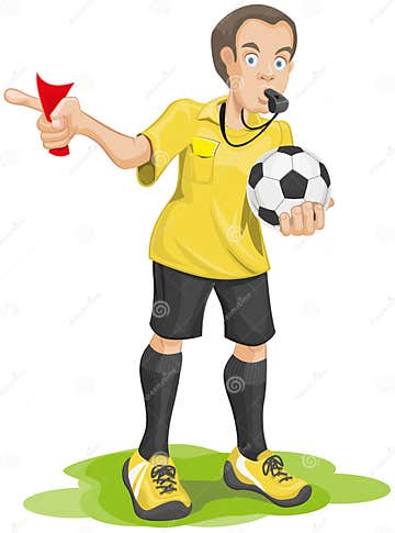 Soccer Referee Whistles and Shows Red Card. Stock Vector - Illustration ...