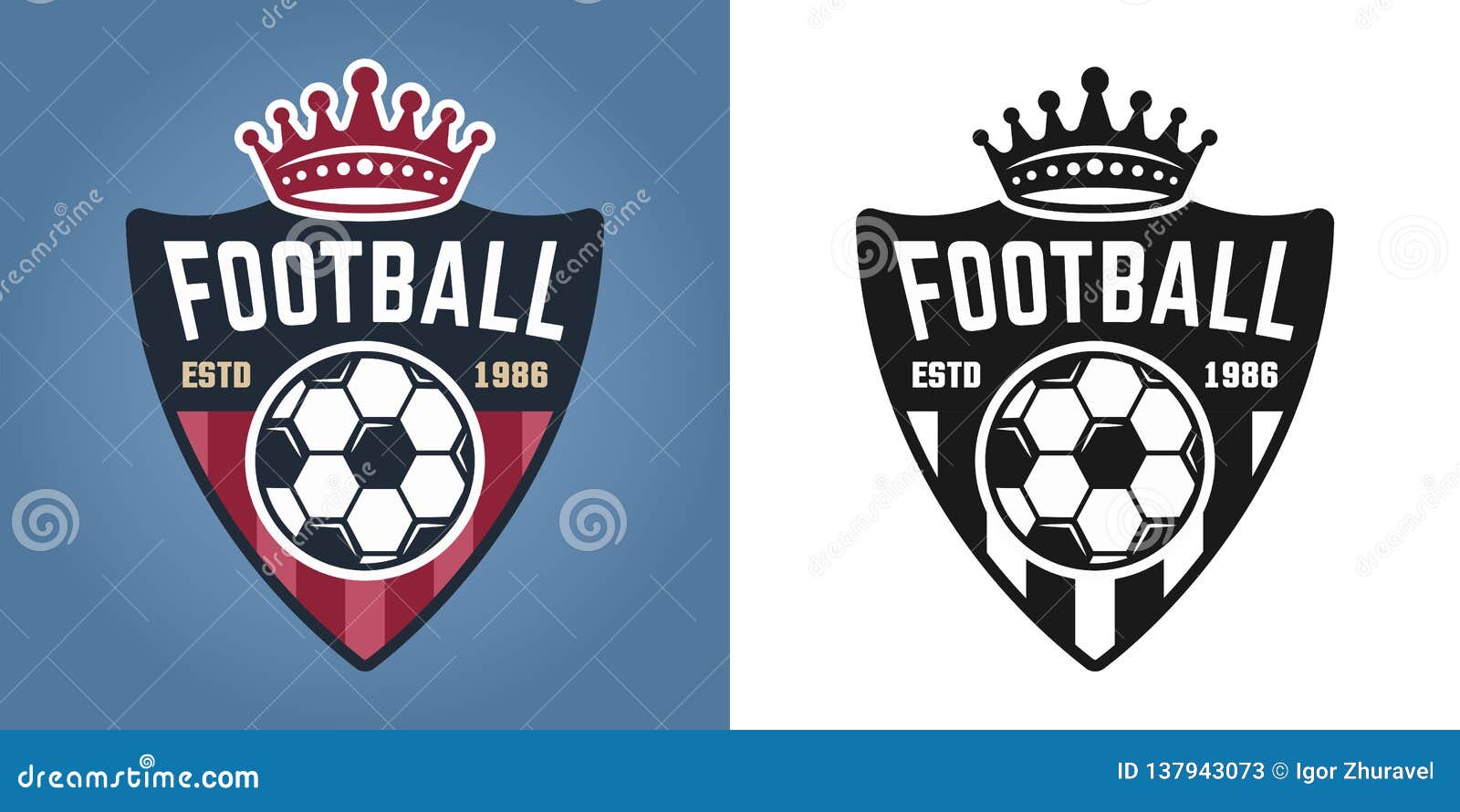 Soccer Shield Vector Two Styles Emblems Or Badges Stock Vector