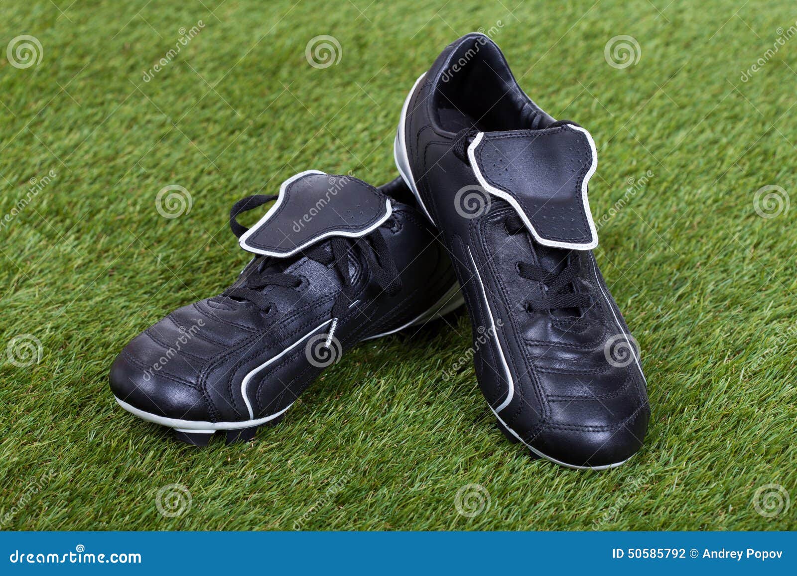 Soccer Shoes on Grass Field Stock Photo Image of hobby, male 50585792