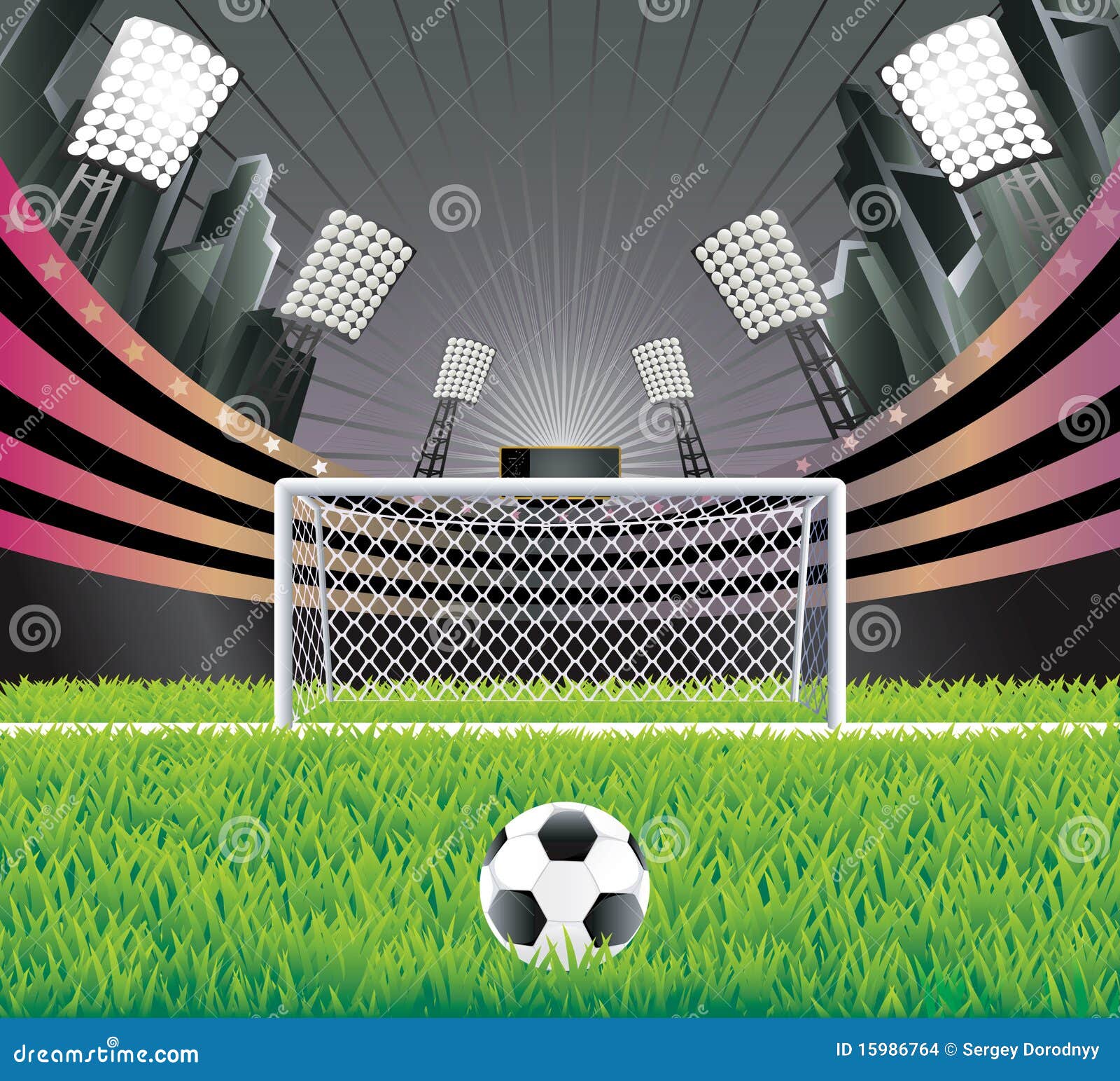 Soccer Stadium And Goal Stock Vector Illustration Of City