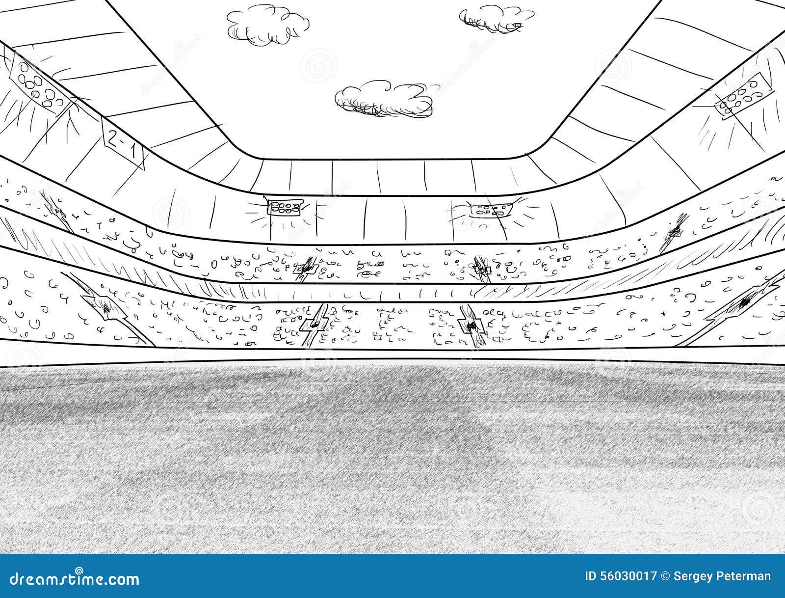 Soccer stadium. Sketch of soccer or football stadium background. | CanStock