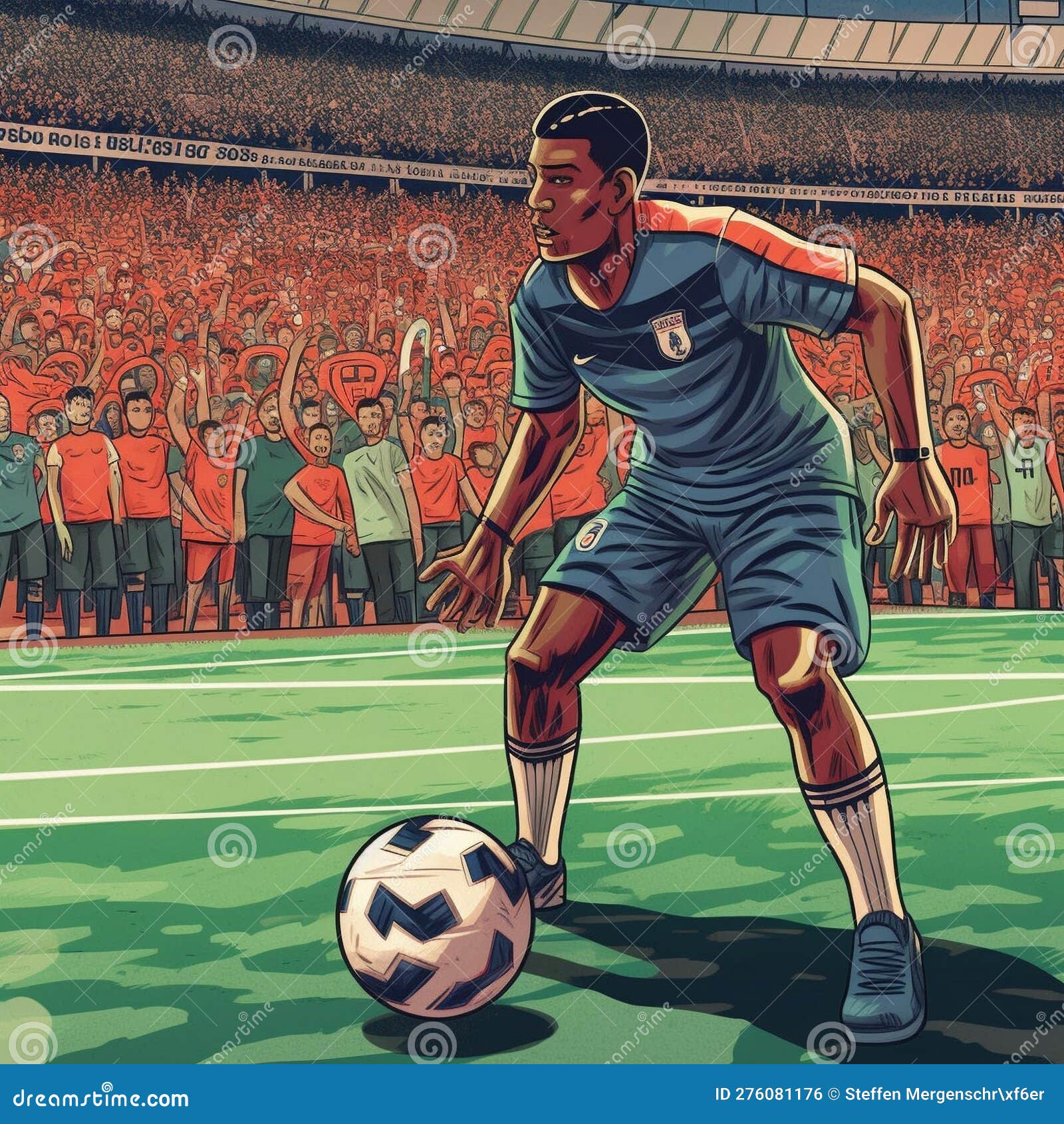 soccer star dribbling with cheering fans