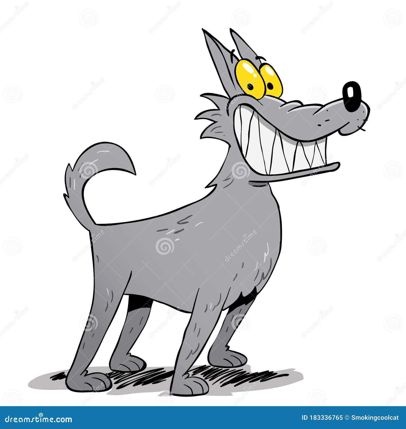 Gray Wolf with Big Grin and Sharp Teeth Stock Vector - Illustration of  drawn, cartoon: 183336765