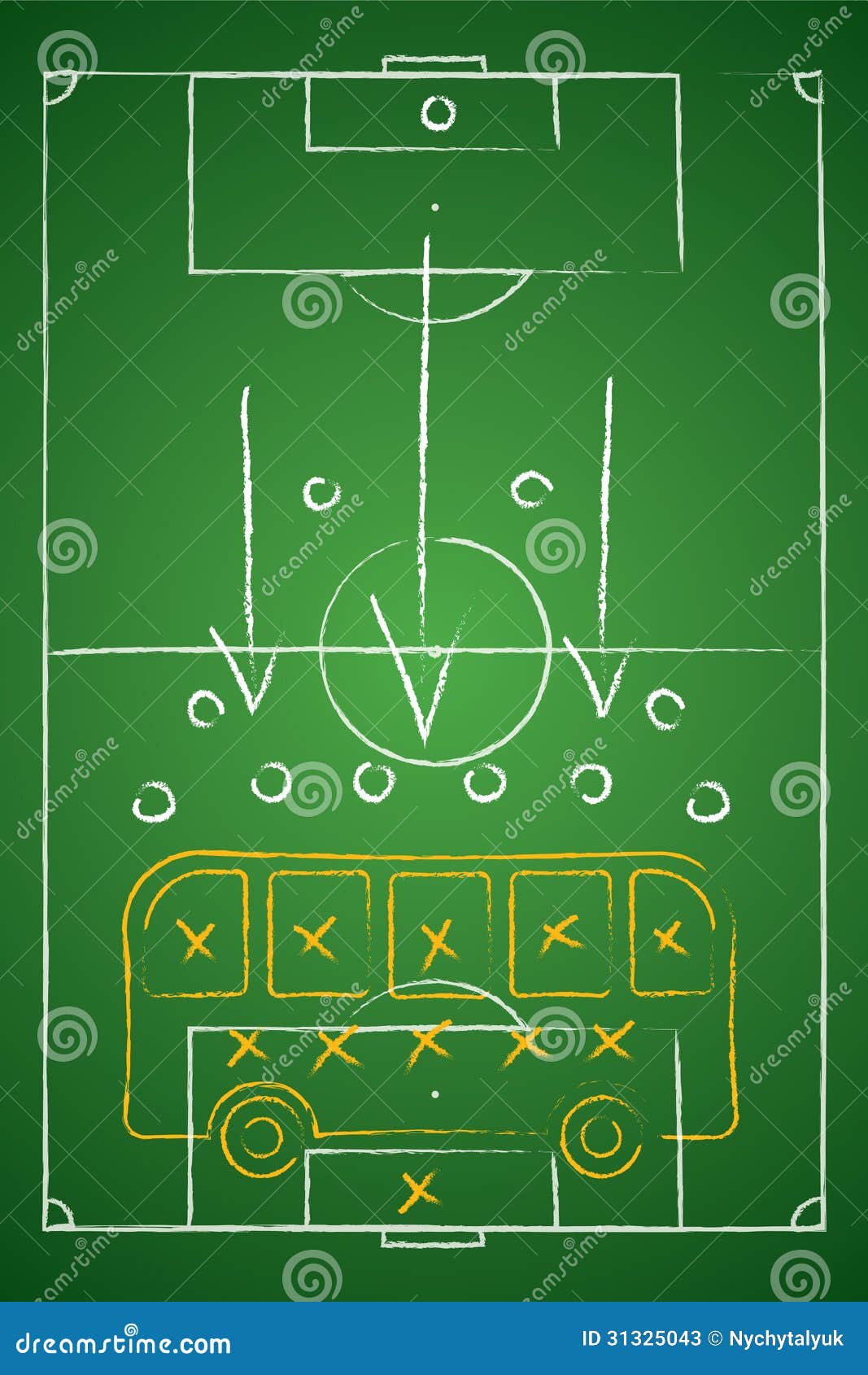 soccer tactic table. defensive. bus tactic.